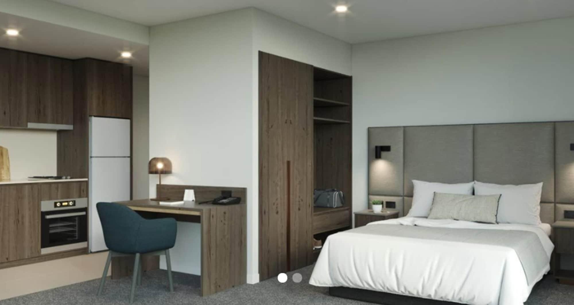 الشقق الفندقية Oakwood Premier ملبورن المظهر الخارجي الصورة A typical bedroom at the hotel